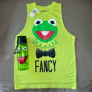 New KERMIT THE FROG MUPPETS ZAK HYDRO CANTEEN BOTTLE & “FANCY” TANK TOP sz Small